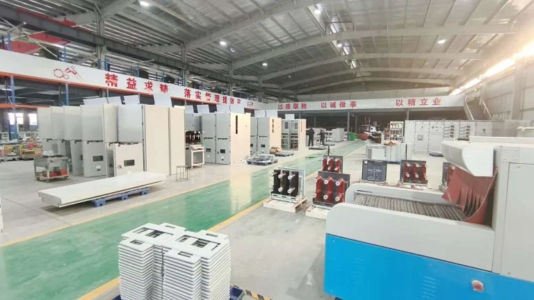 Electrix factory workshop interior view 1 — switchgear assembly line, automated sheet metal or in-house type test laboratory